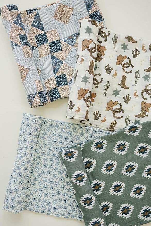 Mebie Baby Southwest Aztec Muslin Swaddle, Modern and Neutral Swaddle Blanket for Baby Girl or Boy, Soft Baby Blankets, 0-3 Month, Comfy Wrap, Baby Essentials & Gifts