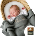 Personalized Baby Blanket - 100% GOTS Certified Organic Cotton - Custom Baby Blanket for Boys and Girls - Embroidered Swaddle, Customized Baby Name Blankets (Green)