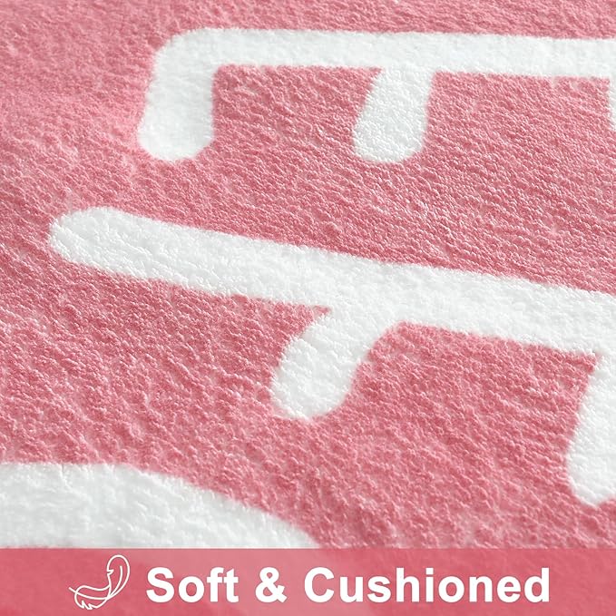 LIVEBOX Large Pink Rugs for Nursery, Washable Kids Rug for Girls Bedroom, Educational Round Rug for Playroom, ABC Circle Carpet Soft Princess Playmat for Living Room Classroom(71",Pink)