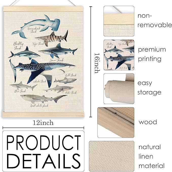 Ecezatik Whale Wall Art Set of 2, Whale Posters, Hanging Wall Art Decor for Classroom, Nursery, Kids Room, Playroom, Beach, Ocean Room Decor, 12x16 Inch