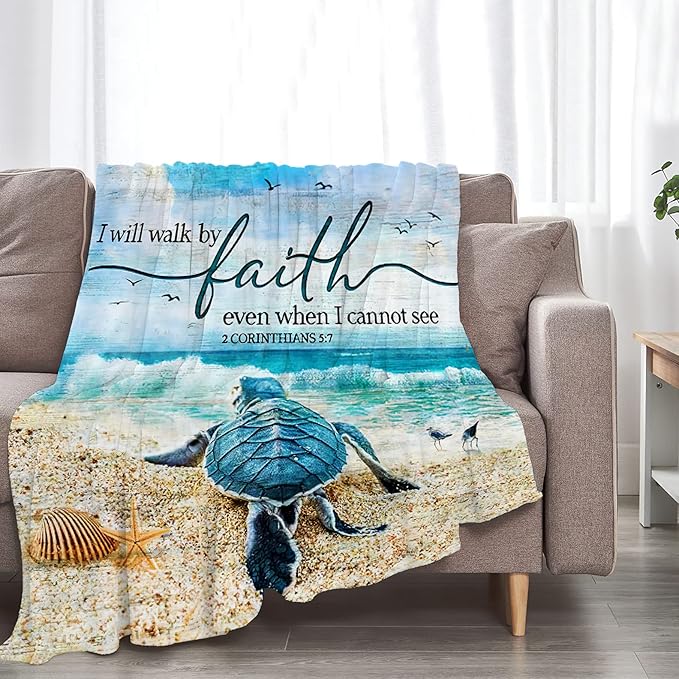 Jinflower Sea Turtle Throw Blanket - Super Warm Soft Cozy Plush Fleece Flannel Blanket for Kids & Adults - 50"x60"