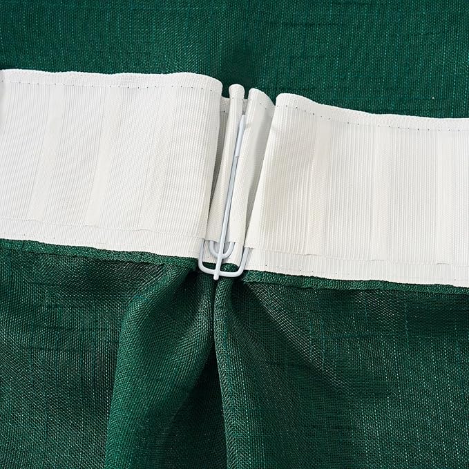 Emerald Green Curtains Sheer 96 Inches Long, Dark Linen Look Textured Light Filtering Drapes Decor, Hunter Green Transparent Window Treatments, Pinch Pleat Curtain with Hooks