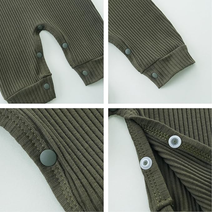 Baby Romper with Baby Mittens & Newborn Hats Footless Long Sleeve Solid Onesie Hi Im New Here