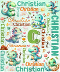 Personalized Custom Green Dinosaur Preschool Blanket Gifts for Baby Toddler Kids Boys Girls - Customized Green Dinosaur Super Soft Flannel Sheets Decor for Crib Nap Couch - 30"x40" for Baby/Pets