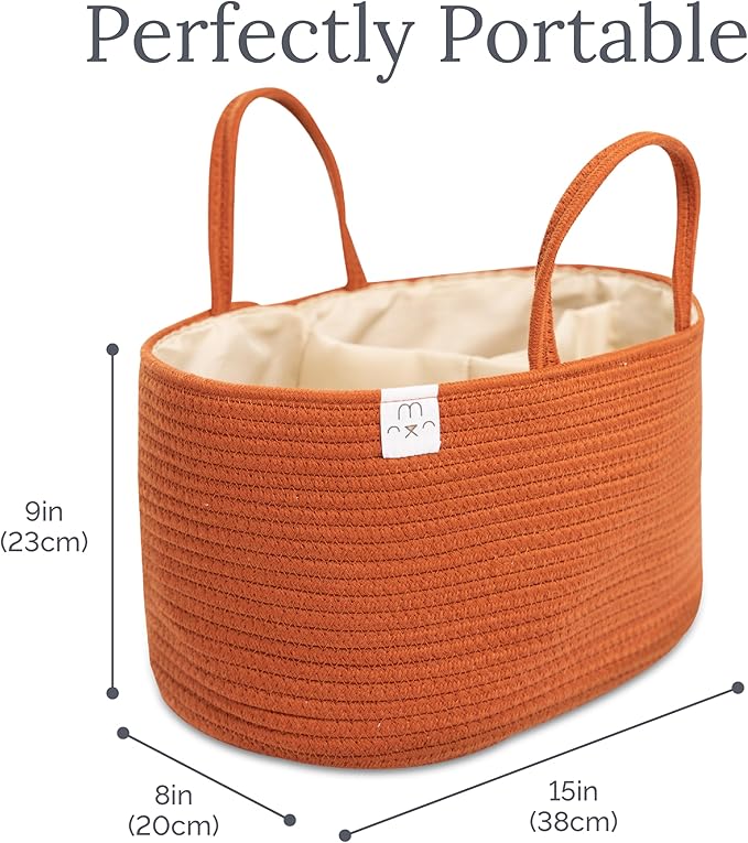 Natemia Diaper Caddy Organizer - Portable Rope Handles & 3 Compartments for Baby Items - Storage Basket for Newborn Essentials - Fits Spectra Breast Pump & Accessories - Registry Must Have (Beige)