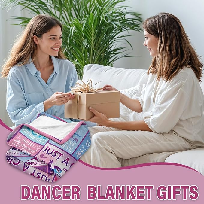 Gymnastics Gifts for Girls/Teens/Sister, Dancer Gifts for Daughter Blanket, Gymnastics Blanket for Dance Lovers, Just A Girl Who Loves Dance Gifts for Girls on Birthday Christmas 40x50 in