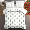 7 Pcs Full Size Christmas Comforter Set with 2 Pillowcases & 2 Shams, Nature Simple Pine Tree Bedding for Kids and Adults, Winter Merry Xmas Bed in a Bag with Flat Fitted Sheet