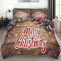 Christmas Comforter Set Full: Christmas Wood Grain Bedding Festival Gift Xmas for Kids Girls Women Teens Bedroom Quilt Set 1 Comforter & 2 Pillowcases