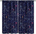 Kids Galaxy Curtains, Fantasy Stars Outer Space Universe Planets Print Window Treatments for Boys Girls Bedroom Nursery Playroom Decor 42" W X 45" L