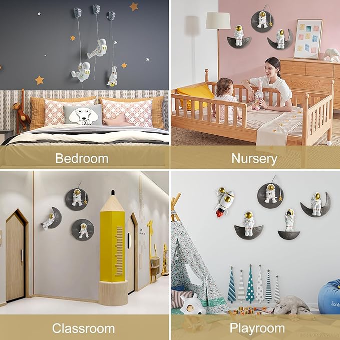 XGZY Climbing Astronaut Wall Decor: 3 Pcs Astronaut Figurine Hanging Decoration Outer Space Theme Decor for Home Decor 3D Wall Decor for Bedroom Kids Room Christmas Gift for Kids