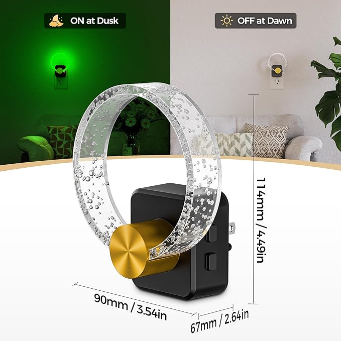 DORESshop Night Lights Plug Into Wall, [2 Pack] LED Night Light Color Changing RGB with Dusk-to-Dawn Sensor, Adjustable Brightness Dimmable Nightlights for Hallway, Bedroom, Kids Room, Christmas Gifts