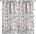 Kids Rainbow Curtains Boho Cartoon Colorful Stars Love Heart Lovely Abstract Art Pattern Print Window Drapes for Girl Bedroom Living Room Kitchen Decor,2 Panel Set,84Wx84H Inch Blackout