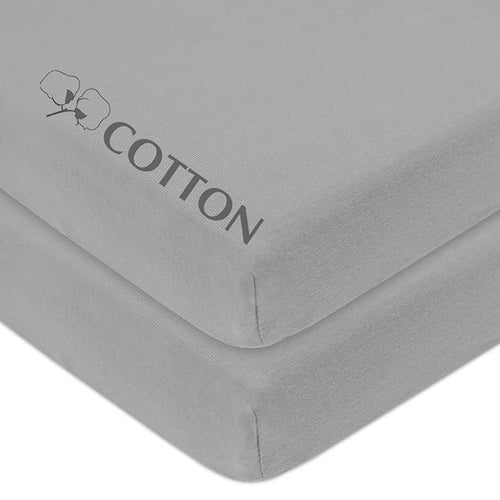 American Baby Company 2 Pack 100% Natural Cotton Fitted Mini Crib Sheets 38" x 24" - Soft & Breathable Small Nesting Portable Sheets, Fits Pack N Play Mattresses, Gray, for Boys & Girls