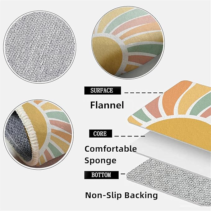 Machine Washable Rainbow Rugs Bedroom Fluffy Plush Soft Area Rugs Rainbow Sunshine Sun Print Living Room Non-Slip Indoor Flooring Kids Girls Boys Home Decor Aesthetics 6x8ft