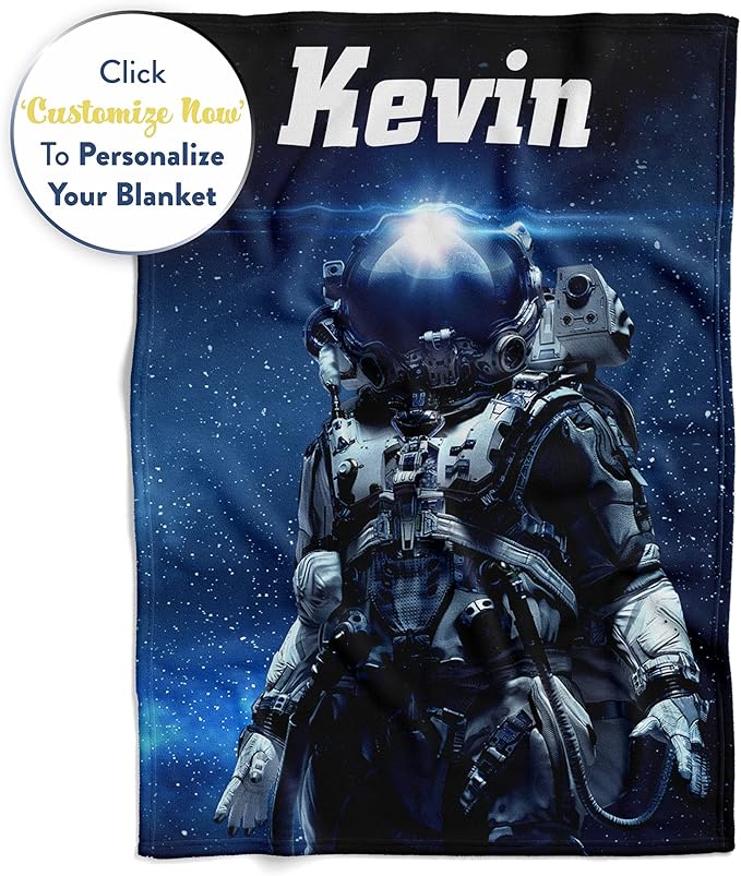 Personalized Astronaut Space Fleece Throw Blanket | Custom Adult and Kids Soft Warm Travel Blanket | Birthday Gift for Boys and Girls (Space V5, Sherpa - 60x80)