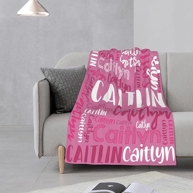 Dr.TOUGH Personalized Blankets with Name Customized Baby Blankets for Girls Boys Adults Monogrammed Blankets and Throws Christmas Birthday Mothers Fathers Valentines Day Gift (Petal Pink,50''×60'')