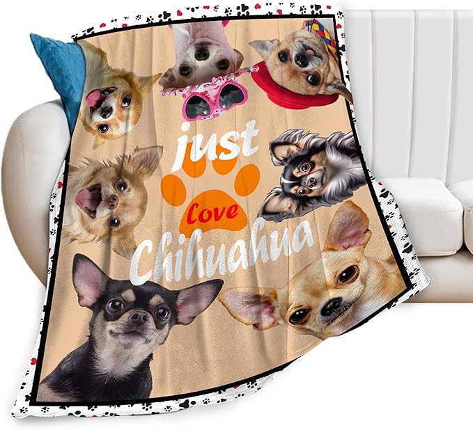 Chihuahua Blanket Funny Chihuahua Dog Gifts for Girls Boys Woman Kids Dog Lover Throw Blankets Soft Blanket Warm Fleece Flannel Plush Blankets for Bed Sofa Couch 40"x50"
