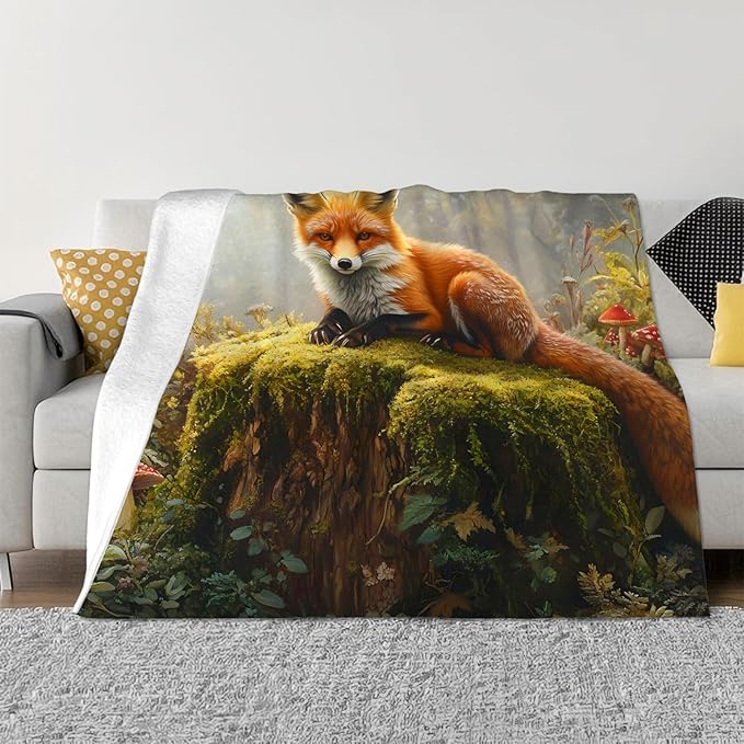 Tijuboni Fox Throw Blanket Fox Gifts for Girls Boys Women Men Kids Adults Soft Flannel Fleece Blanket for Couch Sofa Bed Home Decor 50"x60"