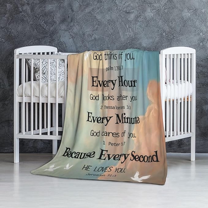 Custom Blanket Bible Verse Blanket with Inspirational Thoughts and Prayers Religious Throw Blanket Soft Lightweight Cozy Plush Warm Blankets for Women Men Christmas Birthday Gifts