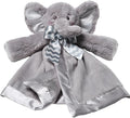 Bearington Baby Lil' Spout Snuggler - 15" Elephant Lovey Security Blanket with Satin Trim and Chevron Bow - Soft Plush Lovie for Babies and Baby Security Blanket Gift for Girls and Boys