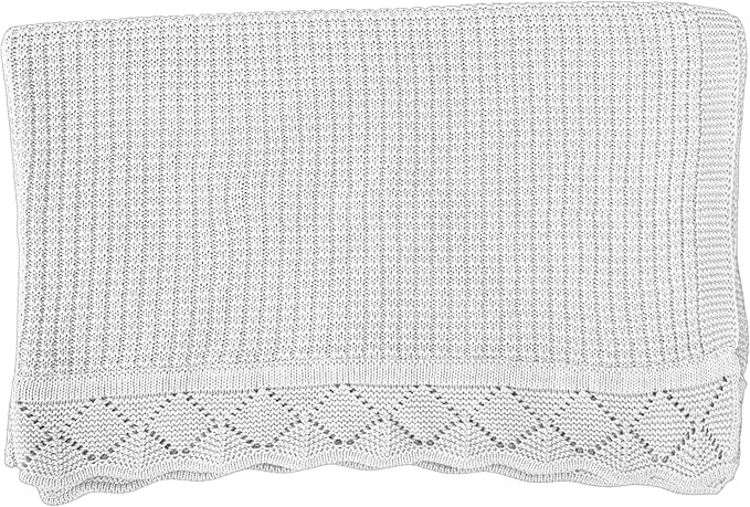 Baby Knit Blanket, 100% Cotton Waffle Patterns, Soft, Cozy, Lightweight Swaddle for Newborn & Infant Swaddling Beige Neutral, Perfect Baby Shower Ideas White 28x36