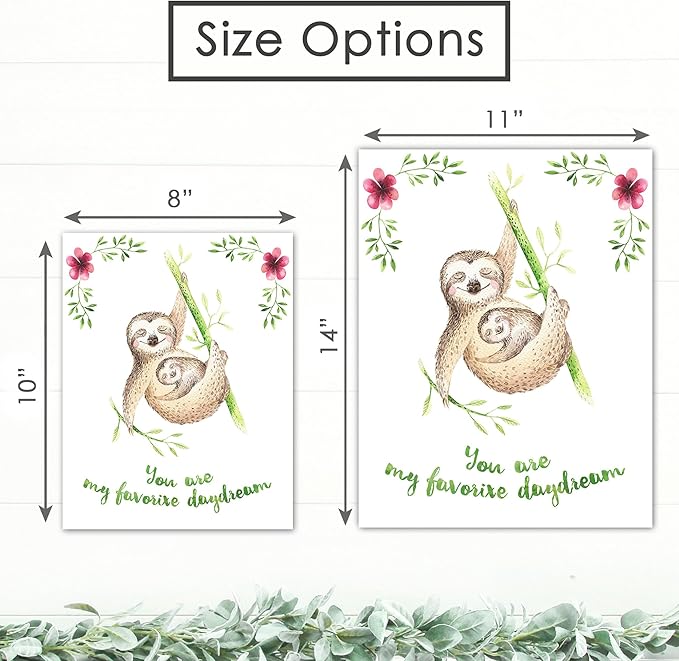 Sloth Wall Decor (Set of 3) Art Print - 8x10 (Unframed) | Bring a Touch of Serenity and Playfulness to Your Home Decor | Room Decor | Home Décor | Living Room Wall Decor | Office Wall Decor