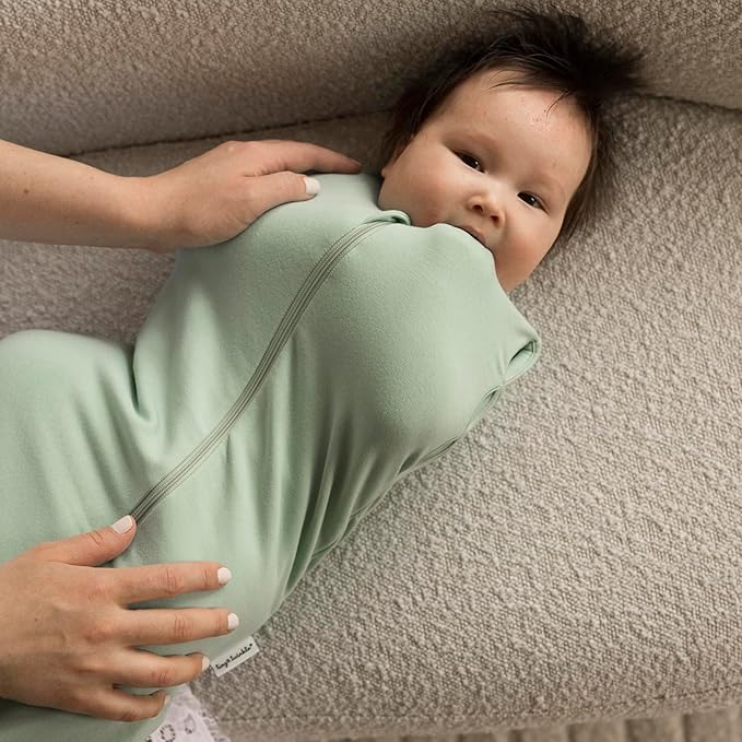 Tiny Twinkle Baby Sleep Sack 6-12 Months 1.0 TOG, Cotton & Elastane Wearable Blanket, Swaddle Transition Micro-Fleece, Machine Washable (Sage)