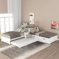 Harper & Bright Designs L-Shaped Platform Bed Frame with Trundle and Drawers Linked with Built-in Desk for Kids Boys Girls, Twin, White