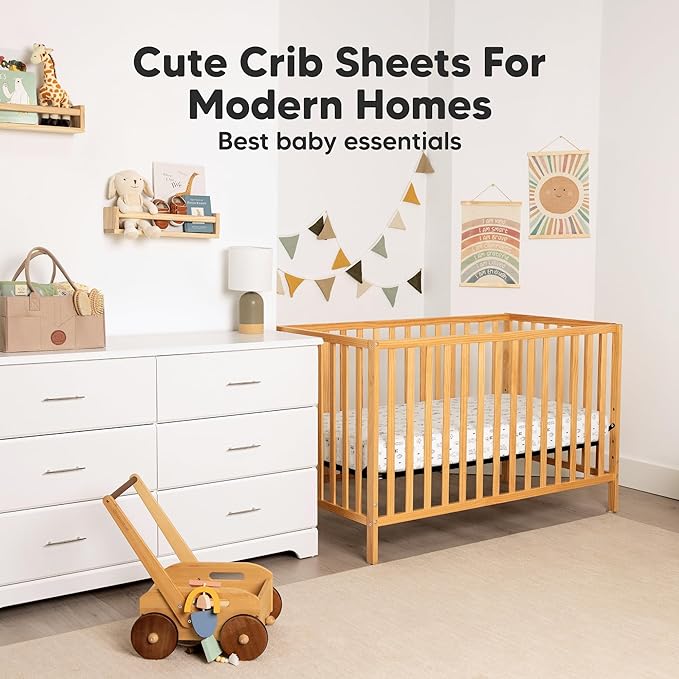 KeaBabies 2-Pack Organic Crib Sheets for Boys, Girls - 52x28 Fitted Crib Mattress Sheet Neutral, Breathable Jersey Cotton Cover for Baby Bed, Toddler Mattress, Soft & Cute Prints (Woodland)