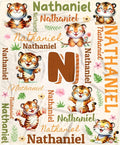 Personalized Custom Tiger Preschool Blanket Gifts for Baby Toddler Kids Boys Girls - Customized Tiger Super Soft Lightweight Flannel Sheets Decor for Crib Nap Couch - 30"x40" for Baby/Pets