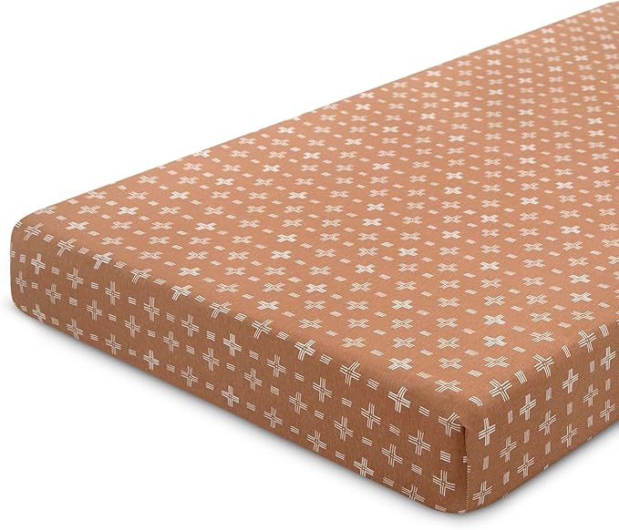 Delta Children Fitted Crib Sheets for Girls and Boys - 100% Organic Cotton Crib Sheet for Standard Crib and Toddler Mattresses - 28x52 Inch - GOTS Certified (Pack of 2), Neutral Boho