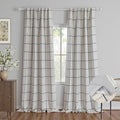 MYSKY HOME 100% Blackout Plaid Farmhouse Linen Curtains 102 Inch Length 2 Panels Set Double Layer Checkered Drapes Thermal Insulated Privacy Protection Rod Pocket Back Tab for Home, 52" W, Navy Blue