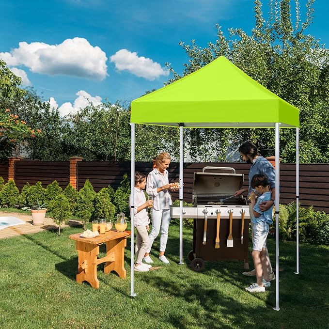 EAGLE PEAK 5x5 Pop Up Canopy Tent Instant Outdoor Canopy Easy Set-up Straight Leg Folding Shelter, Neon Green