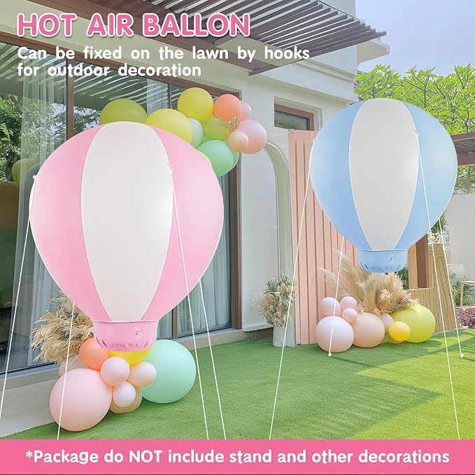 3FT Hot Air Balloon Decorations with Air Pump, Hanging Balloon for Girls Boys Baby, for Birthday Wedding Exhibitions, Pink