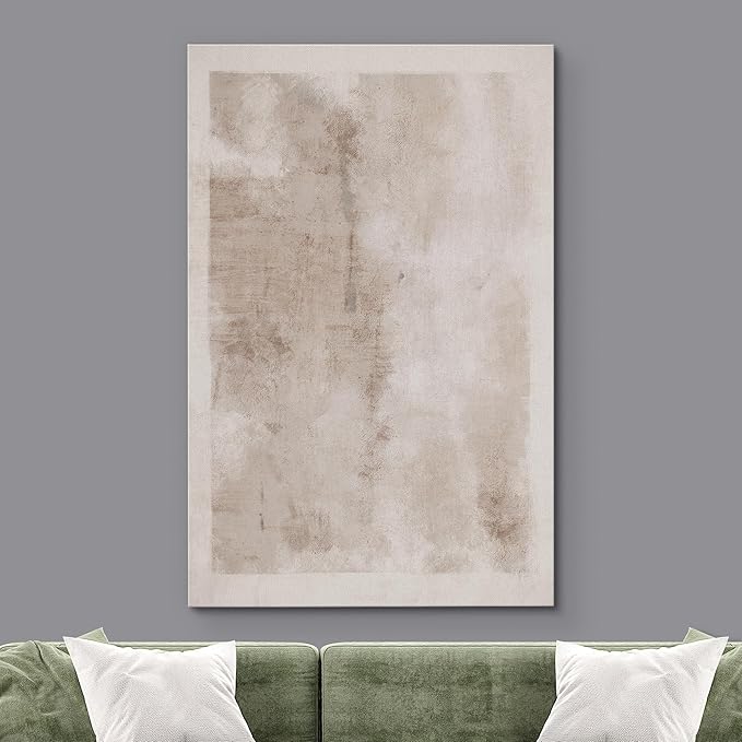 SIGNWIN Canvas Print Wall Art Faded Textured Brown & White Color Blocks Abstract Shapes Illustrations Minimalism Contemporary Nordic Decorative for Living Room, Bedroom, Office - 24"x36"