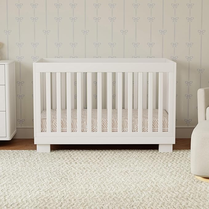 Babyletto Modo 3-in-1 Convertible Crib with Toddler Bed Conversion Kit in White, Greenguard Gold Certified