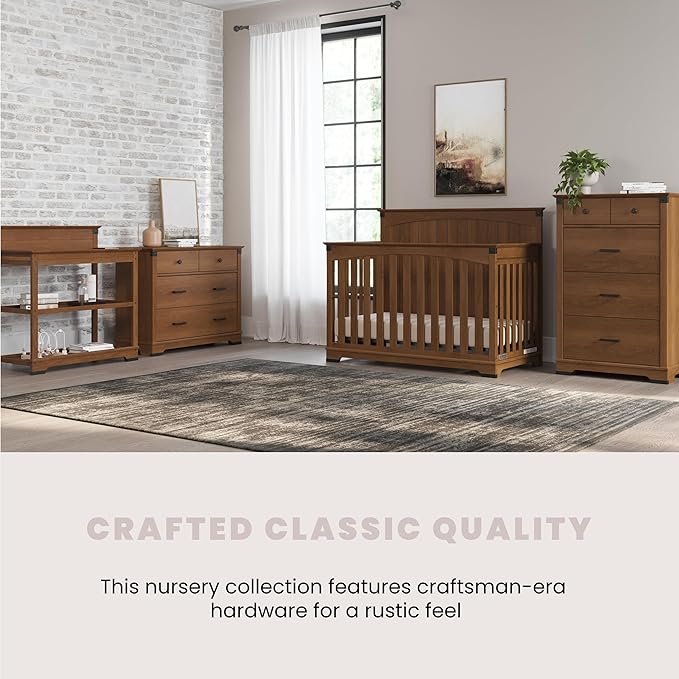 Child Craft Redmond Full Panel 4-in-1 Convertible Crib, Converts to Day Bed, Toddler Bed and Full-Size Bed, 3 Adjustable Mattress Positions, Non-Toxic, Baby Safe Finish (Coach Cherry)