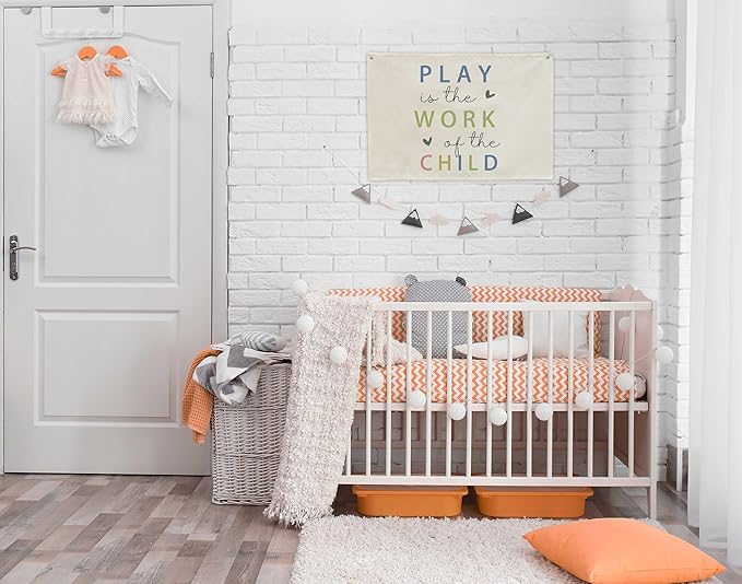 Play Is the Work of the Child-Playroom Rectangular Canvas Banner Flag Poster Wall Decor for Baby Boy Girl Kids,Playroom Nursery Home Bedroom Reading Room Decor-Birthday Baby,Shower Christmas Gift