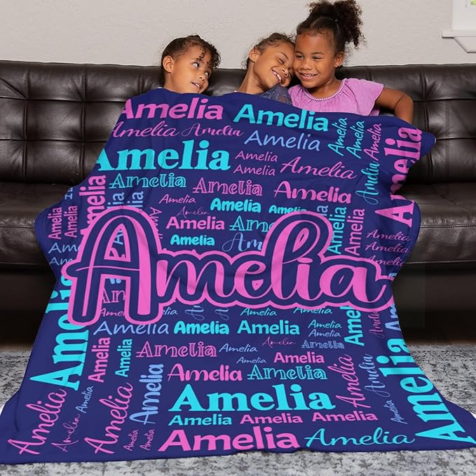 Dr.TOUGH Personalized Blanket for Adult Kids with Name Customized Blankets Personalized Throw Blanket for Christmas Birthday Gifts