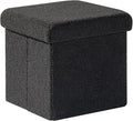 PINPLUS Storage Ottoman Cube Square Shaped Ottomans with Storage Foot Stool Footrest for Lving Room Boucle Ottoman Seat for Dorm Room,Faux Teddy Fur Black, 11.8"x11.8"x11.8"
