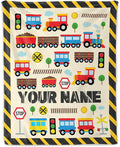 Personalized Train Blanket for Boys Kids - 40" x 50" Inches Cartoon Train Blanket Gifts - Yellow Warm Soft Flannel Throw for Crib, Couch, Sofa