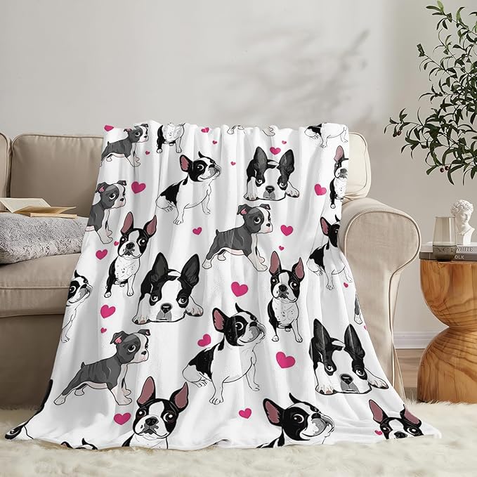 Tijuboni French Bulldog Throw Blanket Dog Gifts for Girls Boys Women Men Kids Adults Soft Flannel Fleece Blanket for Couch Sofa Bed Home Decor 40"x50"