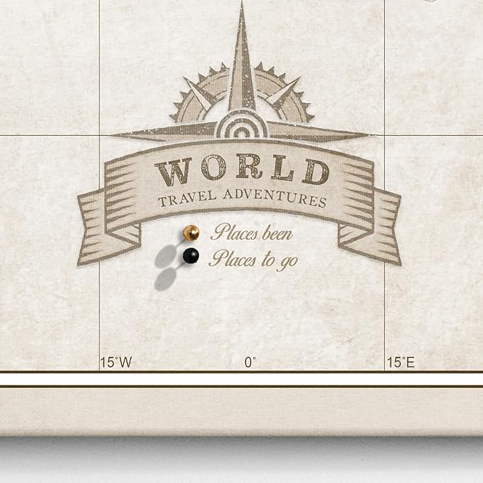 Canvas World Map with Cork Pin Board - English Lettering - Decorative Wall Decoration for All Rooms - Canvas Pictures with World Map Motif (150x100 cm, Pattern 24)