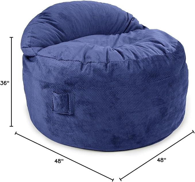 CordaRoy's NEST Gaming Bean Bag Chair-Convertible Bean Bag Chair -Washable Chenille Cover with Pockets for Remote,Controllers-for Living Room,Basement-Queen Size-Navy|Made in The USA