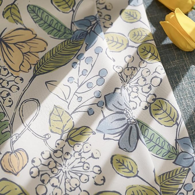 jinchan Nursery Curtains 95% Blackout Blue Floral Curtains for Kids Room, 63 Inch Length Farmhouse Drapes for Bedroom Living Room Darkening Window Treatment Grommet Top Set of 2 Panels