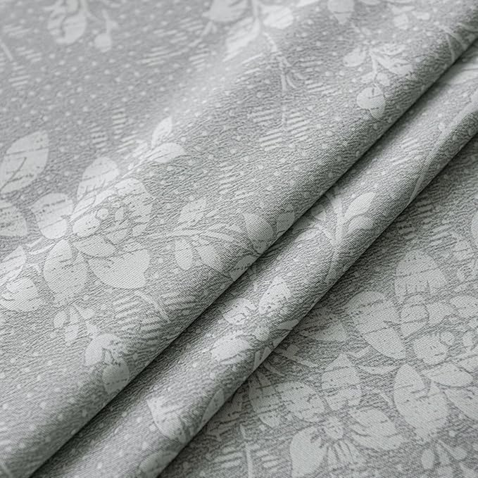 ENJOYBRIDAL Floral Curtains 84 Inch Long Grey Light Filtering Drapes Rod Pocket Bedroom Living Room Semi Sheer Window Curtains 2 Panel Sets Floor Length Farmhouse Boho Cute Window Treatments