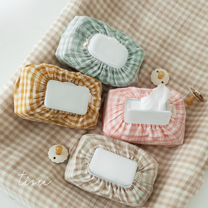 TISU Gingham Diaper Changing Pad Cover, 16 x 32 inches, Soft Muslin Cotton, Elastic Band, Check Pattern (Pink Gingham)