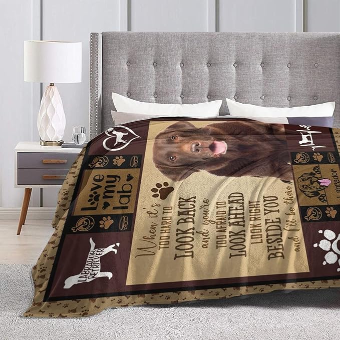 Labrador Blanket for Girls Boys Chocolate Retriever Throw Blankets Soft Cozy Warm Fuzzy Fleece Bedding Flannel Dog Throws Stuffed Animal Gifts for Labrador Lovers Kids Men Women Bedroom Decor 80"x60"