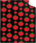 Thuswarm Cute Tomato Kawaii Black Flannel Throw Blanket Warm Cozy Soft Funny Print Blankets for Bed Couch Sofa Room Decoration Gifts 80”×60” Large for Adult