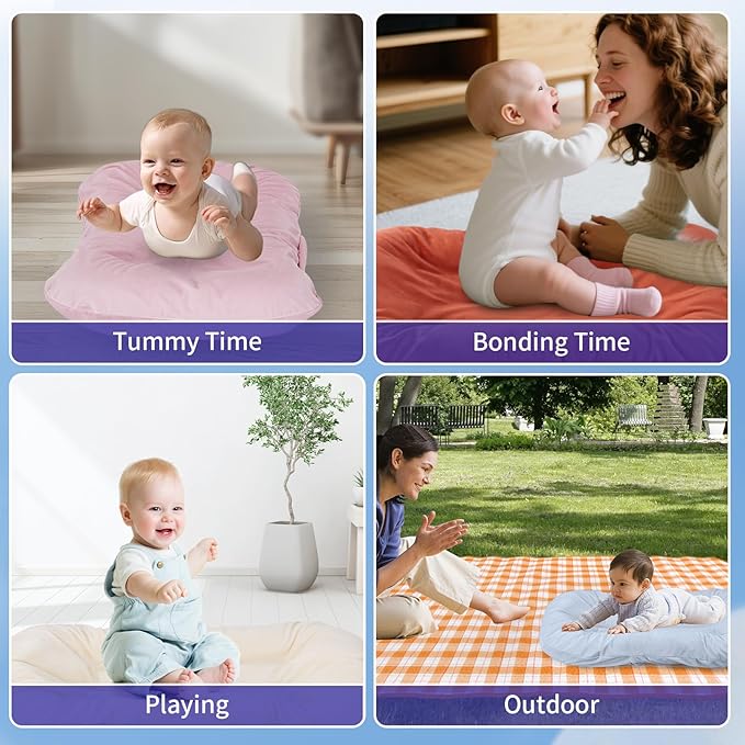 Baby Lounger 0-24 Months 100% Cotton-Snuggle Cozy Me Lounger,Soft & Breathable Tummy Time Mat for Newborn Infant Play Mat,Babies Essentials Gifts,Apricot(Lounger Cover Included)